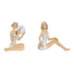 Home Esprit Figura Decorativa Branco Azul celeste Mediterrâneo 8 x 8 x 12,5 cm (2 Unidades) - S3054597