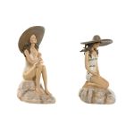 Home Esprit Figura Decorativa Branco Bege Mulher Mediterrâneo 12 x 8,5 x 20 cm (2 Unidades) - S3054600