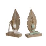Home Esprit Figura Decorativa Branco Verde Scandi 15,5 x 7,5 x 26,5 cm (2 Unidades) - S3053679