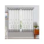 Bod Home Cortinas de Cozinha com Estampa Bordada e Xadrez 01 100x150cm 225g 100% Poliéster Preto