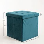 Pufe de Armazenamento Button 38 cm Veludo Verde