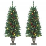 vidaXL Árvores de Natal Artificiais 2 Peças 100 Luzes led 120 cm Verde - 3294031215