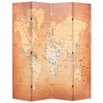 Biombo Dobrável Mapa Mundo 160x170 cm Amarelo - 2648969470
