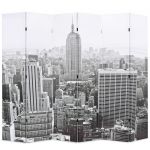 Biombo Dobrável Nova Iorque de Dia 228x170 cm Preto e Branco - 2317658509