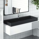 vidaXL Lavatório 120x46x11 cm Mineral/mármore Fundido Mate Preto - 932766864