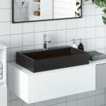 vidaXL Lavatório 60x38x11 cm Mineral/mármore Fundido Mate Preto - 2928784682