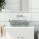 vidaXL Lavatório Bancada Retangular 46x35,5x13 cm Cerâmica Cinza/azul - 3369530182