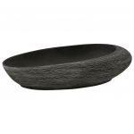 vidaXL Lavatório de Bancada Oval 59x40x14 cm Cerâmica Cinza e Preto - 3478949746
