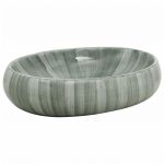 vidaXL Lavatório de Bancada Oval 59x40x15 cm Cerâmica Verde - 944365343