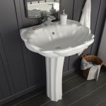 vidaXL Lavatório com Coluna Cerâmica Branco 580x510x200 mm - 33064526