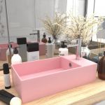 vidaXL Lavatório WC com Extravasamento Cerâmica Rosa Mate - 2409610054