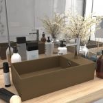 vidaXL Lavatório WC com Extravasamento Cerâmica Creme Mate - 1899800320