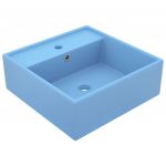 vidaXL Lavatório Luxuoso Quadrado 41x41 cm Cerâmica Azul-claro Mate - 1570474231
