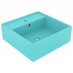 vidaXL Lavatório Luxuoso Quadrado 41x41 cm Cerâmica Verde-claro Mate - 3012946395