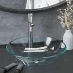vidaXL Lavatório Torneira Válvula Click-clack Vidro Temp. Transparente - 3460014015