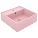vidaXL Lavatório Luxuoso Quadrado 41x41 cm Cerâmica Rosa Mate - 714913889