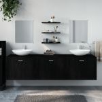 Móvel de WC vidaXL 6 Peças Derivados de Madeira Preto - 1866594024