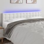 vidaXL Cabeceira de Cama com led Couro Artificial 180x5x78/88 cm Branco - 913941105