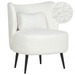 Beliani Poltrona Otsby de Bouclé Branco 60x55x76