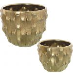 Alexandra House Living Conjunto de vasos Dourado Cerâmica (2 Peças) - D1621886