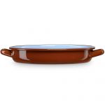 Briebe Caçarola Baixa Indução 28 cm Tigela Aço Esmaltado 3 L, Vintage Fogo, Forno Marrom Terra