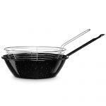 Briebe Frigideira Fritadeira com Cestilho Indução 22 cm Aço Esmaltado, 1,7 L Vitrocerâmica, Fogo, Gás, Forno Preto Levante