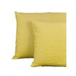 Lecamaleon Fronha de Almofada em Linho Amarelo Açafrão 50 X 70 cm