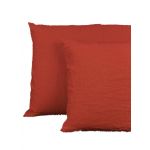 Lecamaleon Fronha de Almofada 100% Linho Lavado, Laranja Terracota 50 X 70 cm