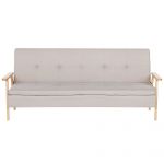 Sofá Cama Beliani Multifuncional com Design Clássico Tjorn de Poliéster Creme 204x85x84