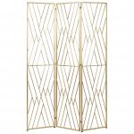 Beliani Biombo Dobrável Asolo de Ferro Dourado 117x1x170