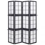 Beliani Biombo Dobrável Gomagoi de Pinho Preto 120x2x170
