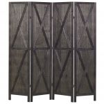 Beliani Biombo Dobrável Ridanna de Madeira de Paulownia Castanho 163x2x170