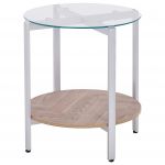 Beliani Mesa de Apoio Lovell de Ferro Prateado 50x50x55