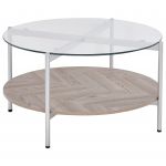 Beliani Mesa de Centro Lovell de Vidro de Segurança (temperado) Prateado 180x180x45