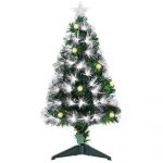 HomCom Árvore de Natal 90 cm com Fibra Óptica Artificial com 90 Luzes LED e 90 Ramos
