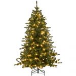 HomCom Árvore de Natal 180 cm Artificial com 310 Luzes LED 872 Ramos e Suporte de Metal