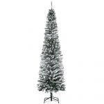 HomCom Árvore de Natal 225 cm Artificial Nevado com 738 Ramos e Suporte de Metal