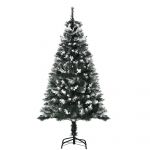 HomCom Árvore de Natal 150 cm Automática com 378 Ramos 41 Decorações Suporte em Aço Base Dobrável e Removível