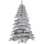 HomCom Árvore de Natal 116x180 cm Neve Artificial com 627 Pontas de PVC Base Dobrável e Suporte de Metal