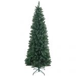 HomCom Árvore de Natal Estreita Tipo Lápis de 210 cm com Base Dobrável e 687 Ramos