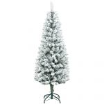 HomCom Árvore de Natal 150 cm Artificial Coberta de Neve com 317 Ramo e Suporte de Metal
