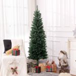 HomCom Árvore de Natal Estreita Tipo Lápis de 180 cm com Base Dobrável e 479 Ramos