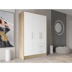 Ideia Home Design Roupeiro Nexum Carvalho Claro/ Branco de 3 Portas de Abrir e 2 Gavetas 120x195x52cm