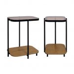 Sweeek Mesa de Apoio para Sofá de Metal Preto Vintage Set de 2 Natural