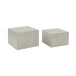 Sweeek Mesa de Centro Quadrada com Efeito Mármore Set de 2 Branco