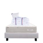 Luxury Literie Conjunto Colchão 90x190 cm + Sommier Cinzento ep20cm + Almofada + Edredom