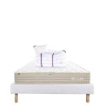 Luxury Literie Conjunto Colchão 140x200 cm + Sommier Branco Ep 13cm + 2 Almofadas + Edredom