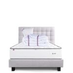 Luxury Literie Conjunto Colchão 90x190 cm Iris 20 cm + Sommier Cinzento ep20cm + Almofada + Edredom + Cabeceira