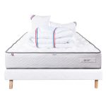 Luxury Literie Conjunto Colchão 140x200 cm Iris 20 cm + Sommier Branco Ep 13cm + 2 Almofadas + Edredom