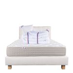 Luxury Literie Conjunto Colchão 140x200 cm Dreamlux 26 cm + Sommier Bege ep20cm + 2 Almofadas + Edredom + Cabeceira